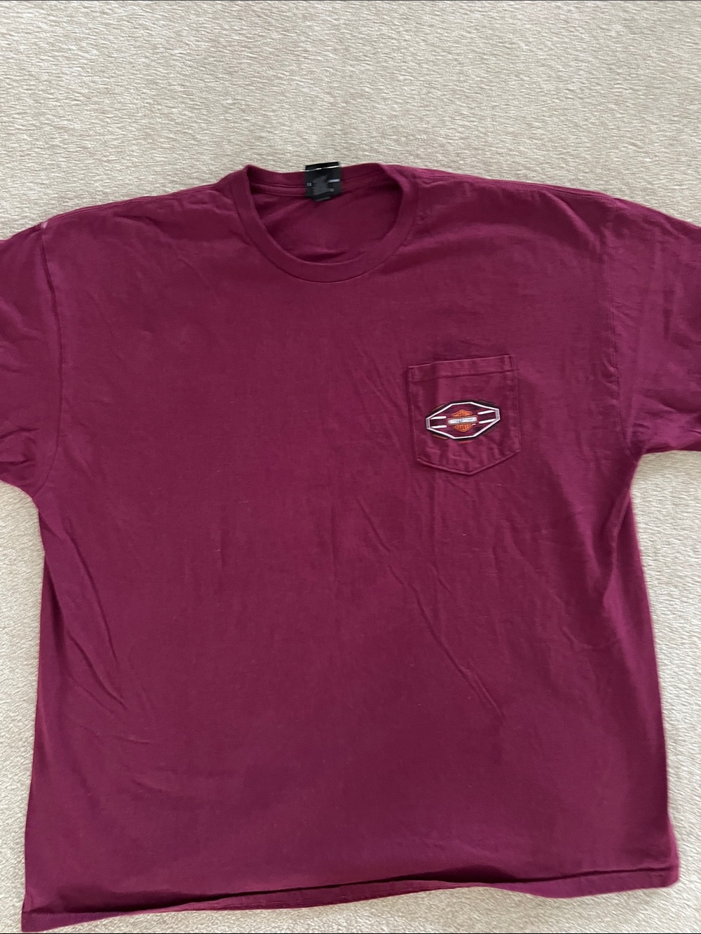 Harley Davidson Men's Pocket T-Shirt in Deep Burgundy